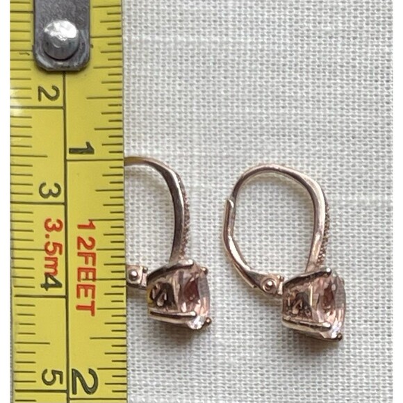 Bella Luce Style 925 Rose Vermeil Leverback Earrings Pink & White CZ TW 2.59 G - Picture 6 of 8